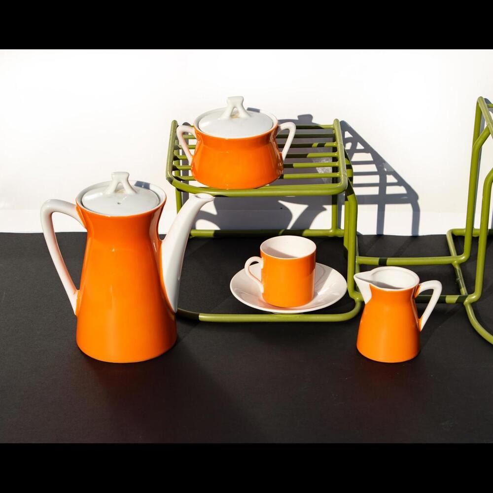 Vintage MCM Japan Orange + White Tea Set | Mid Century Modern Tea Set 1960s